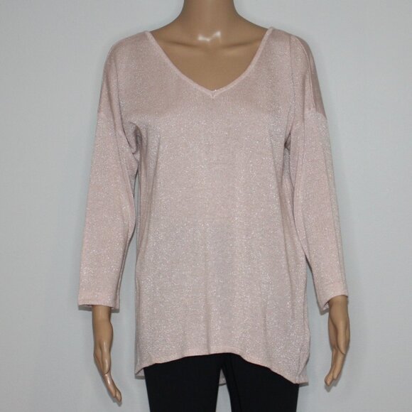 Unbranded Women's V-neck with Pleated Back Sweater in Pink Sparkle & size Medium - Picture 1 of 6